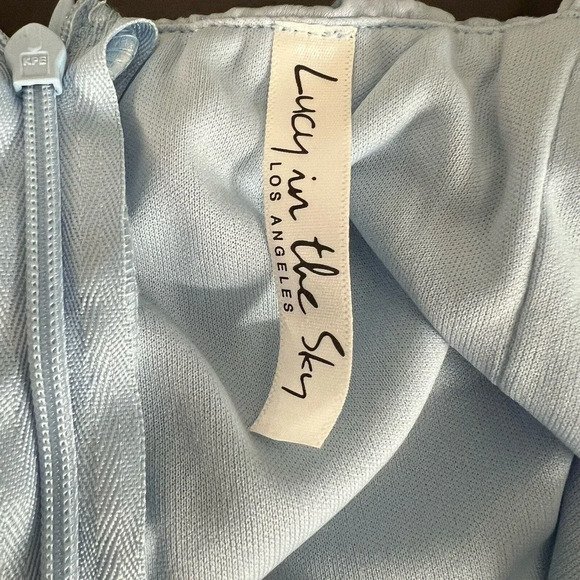 Lucy In‎ The Sky Santorini Satin Wrap Dress One Shoulder Women’s Size Large - Picture 9 of 11